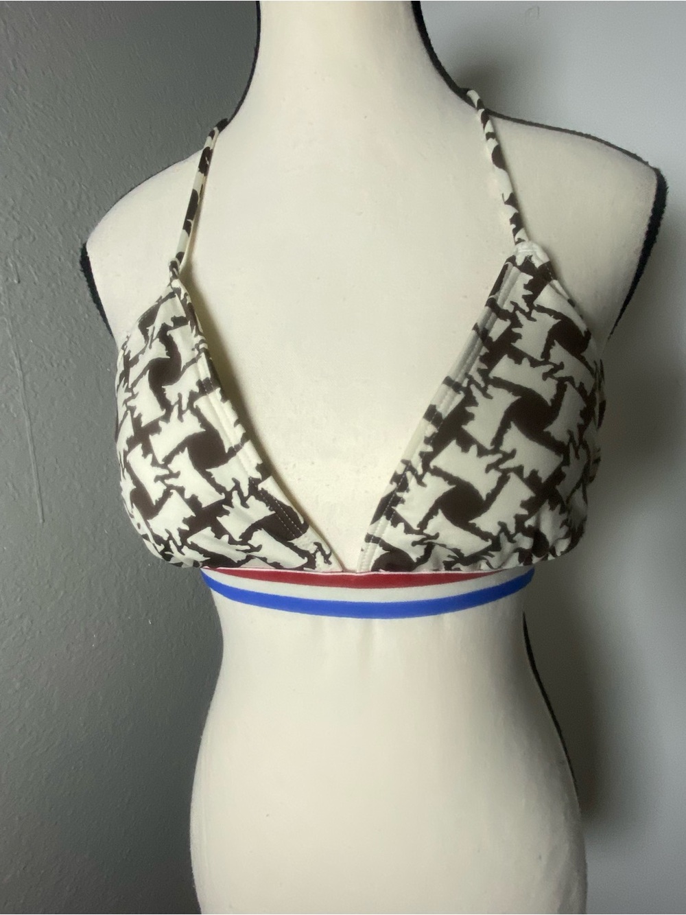 Y2K Juicy Couture Brown & Cream Scottie Dog Bikini Top Size Large - Picture 2 of 7